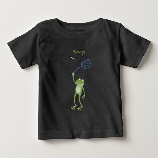 Funny green frog swatfly Cartoon Baby T-shirt (Vorderseite)