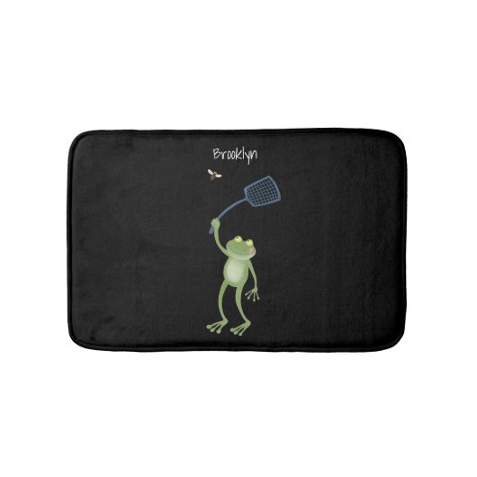 Funny green frog swatfly Cartoon Badematte (Vorderseite)