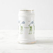 Funny green frog swatfly Cartoon Bierglas (Mittel)