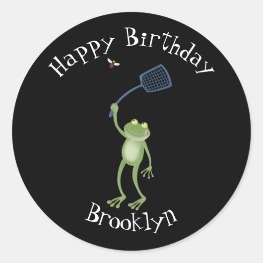 Funny green frog swatfly Cartoon classic Runder Aufkleber (Vorderseite)