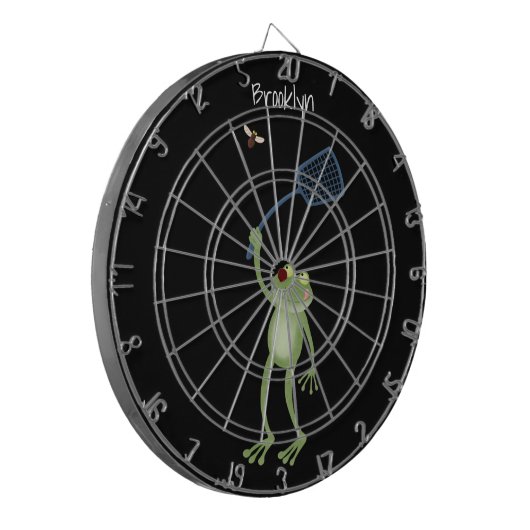 Funny green frog swatfly Cartoon Dartscheibe (Vorderseite Links)