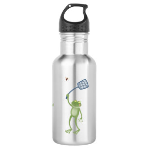 Funny green frog swatfly Cartoon Edelstahlflasche
