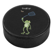 Funny green frog swatfly Cartoon Eishockey Puck (3/4)