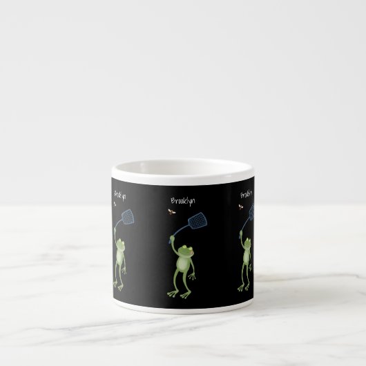 Funny green frog swatfly Cartoon Espressotasse (Vorderseite)