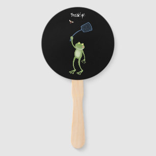 Funny green frog swatfly Cartoon Fächer