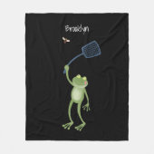 Funny green frog swatfly Cartoon Fleecedecke (Vorderseite)