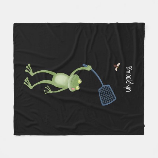Funny green frog swatfly Cartoon Fleecedecke (Vorderseite (Horizontal))