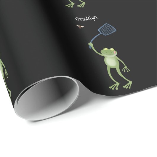 Funny green frog swatfly Cartoon Geschenkpapier (Rolleneckpunkt)