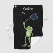 Funny green frog swatfly Cartoon Golfhandtuch (Insitu)