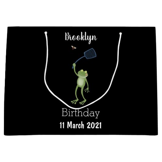 Funny green frog swatfly Cartoon Große Geschenktüte (Vorderseite)