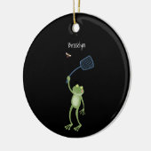 Funny green frog swatfly Cartoon Keramik Ornament (Links)