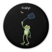 Funny green frog swatfly Cartoon Keramikknauf (Vorderseite)