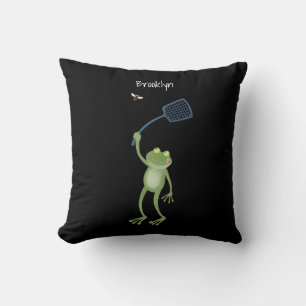 Funny green frog swatfly Cartoon Kissen