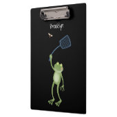 Funny green frog swatfly Cartoon Klemmbrett (Links)