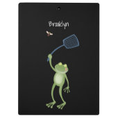Funny green frog swatfly Cartoon Klemmbrett (Rückseite)