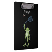 Funny green frog swatfly Cartoon Klemmbrett (Rechts)
