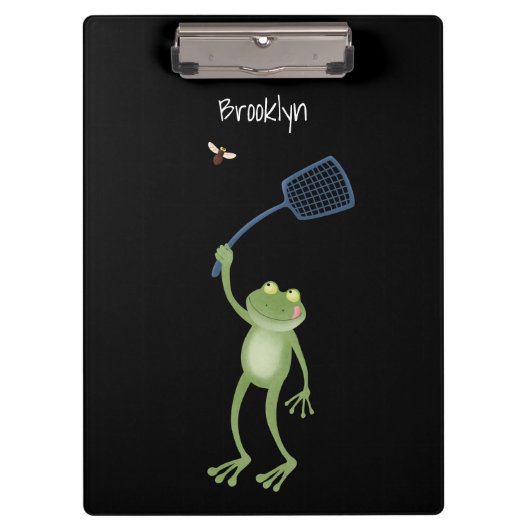 Funny green frog swatfly Cartoon Klemmbrett (Vorderseite)