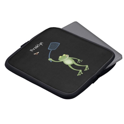 Funny green frog swatfly Cartoon Laptopschutzhülle (Vorne Oben)