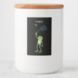 Funny green frog swatfly Cartoon Lebensmitteletikett