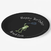 Funny green frog swatfly Cartoon Pappteller (Schrägansicht)