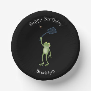 Funny green frog swatfly Cartoon Pappteller