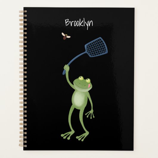 Funny green frog swatfly Cartoon Planer (Vorderseite)