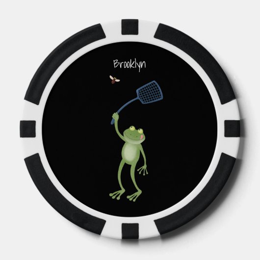 Funny green frog swatfly Cartoon Pokerchips (Vorderseite)