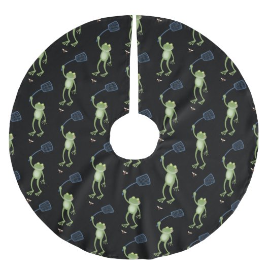 Funny green frog swatfly Cartoon Polyester Weihnachtsbaumdecke (Vorderseite)