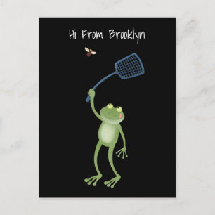 Funny green frog swatfly Cartoon Postkarte