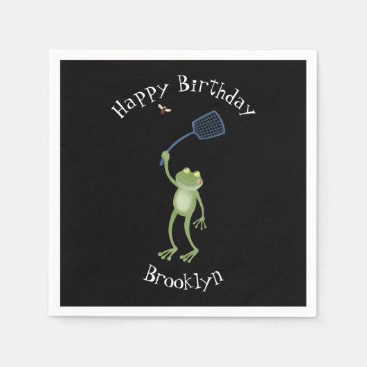 Funny green frog swatfly Cartoon Serviette (Vorderseite)