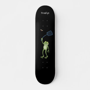 Funny green frog swatfly Cartoon Skateboard