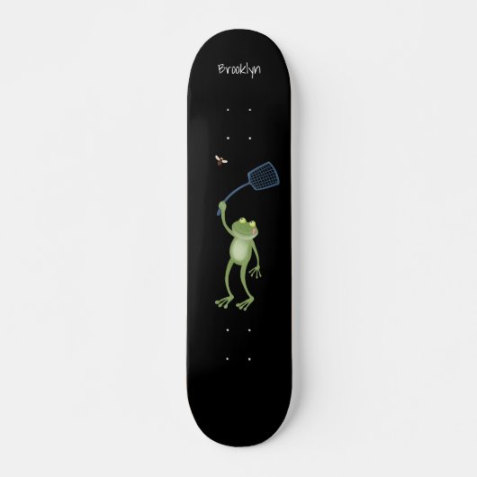 Funny green frog swatfly Cartoon Skateboard (Vorne)