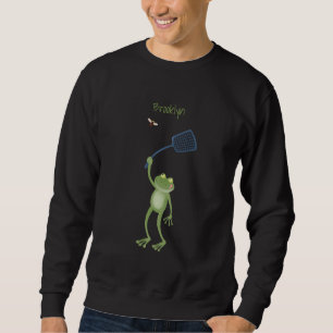Funny green frog swatfly Cartoon Sweatshirt