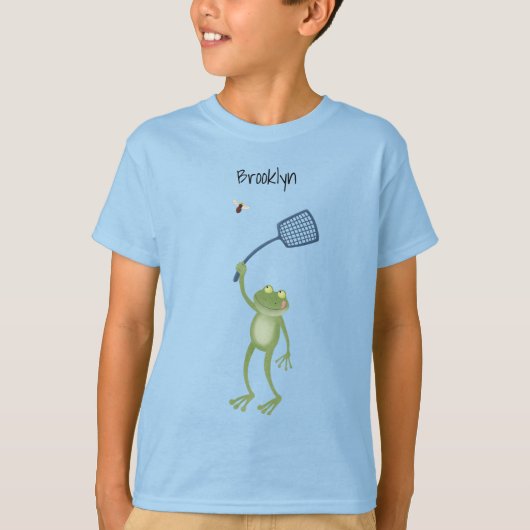 Funny green frog swatfly Cartoon T-Shirt (Vorderseite)