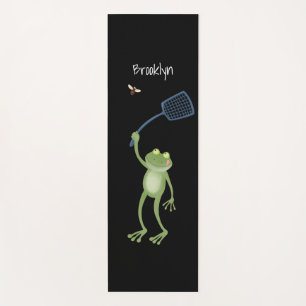 Funny green frog swatfly Cartoon Yogamatte