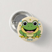 Funny Green Frog tierischer Wildtiere Cartoon Gebu Button (Vorne & Hinten)