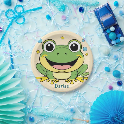 Funny Green Frog tierischer Wildtiere Cartoon Gebu Pappteller (Party)