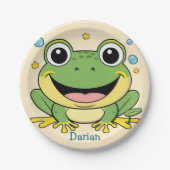 Funny Green Frog tierischer Wildtiere Cartoon Gebu Pappteller (Vorderseite)