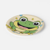 Funny Green Frog tierischer Wildtiere Cartoon Gebu Pappteller (Schrägansicht)