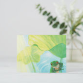 Funny Green Frog under Lily Pad Postkarte (Stehend Vorderseite)