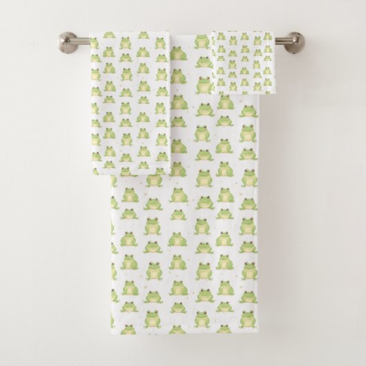 Funny green froster pattern boys name badhandtuch set (Insitu)