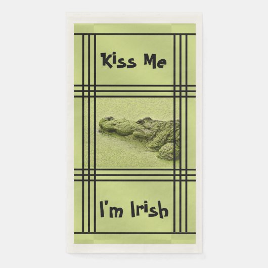 Funny Green Gator Foto - Kiss Me I'm Irish Serviette (Vorderseite)