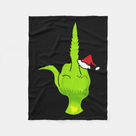 Funny Green Hand Middle Finger Xmas Santa Fleecedecke (Vorderseite)