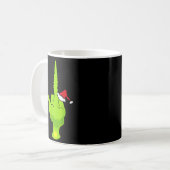 Funny Green Hand Middle Finger Xmas Santa Kaffeetasse (Vorderseite Links)
