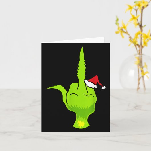 Funny Green Hand Middle Finger Xmas Santa Karte (Gelbe Blume)