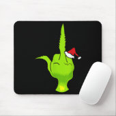 Funny Green Hand Middle Finger Xmas Santa Mousepad (Mit Mouse)