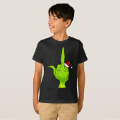 Funny Green Hand Middle Finger Xmas Santa  T-Shirt (Vorne ganz)