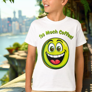 Funny Green Hyper Emoji Kids T - Shirt