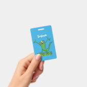 Funny green lächelnd animierte Eidechse Ausweis (Handheld)