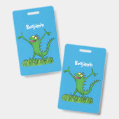 Funny green lächelnd animierte Eidechse Ausweis (Vorder- & Rückseite)